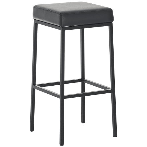 Conjunto de 2 banquetas de bar com apoio para os pés design simples 80 cm de altura assento em PVC preto estrutura em metal preto 10_0004367