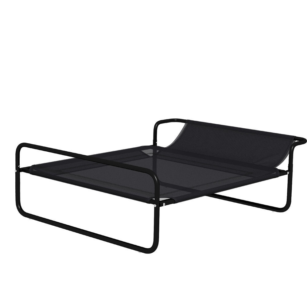 Pawhut cama elevada para perros, refrescante y transpirable, cama para perros pequeños, 91x69x29 cm, malla de textilene, reposacabezas inclinado, marco de metal, para interior, exterior, negro