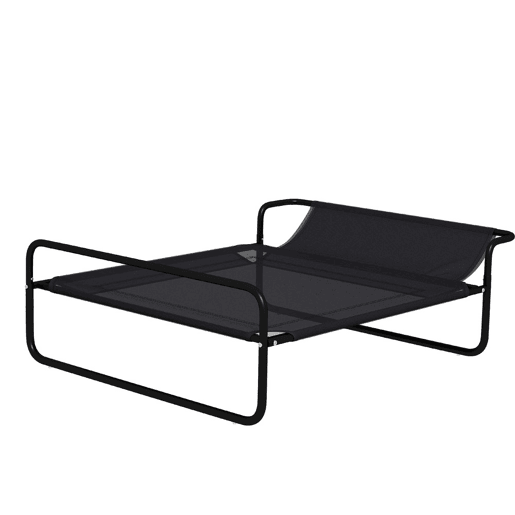 PawHut Cama Elevada para Cães Respirável para Cães Pequenos 91x69x29 cm Tecido de Textilene Apoio de Cabeça Inclinado Estrutura Metálica Interior e Exterior Preto