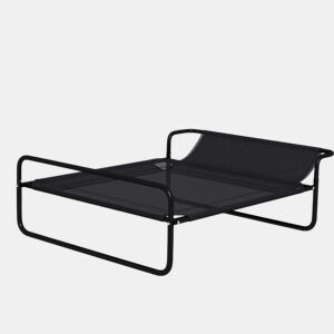 PawHut Cama Elevada para Cães Respirável para Cães Pequenos 91x69x29 cm Tecido de Textilene Apoio de Cabeça Inclinado Estrutura Metálica Interior e Exterior Preto