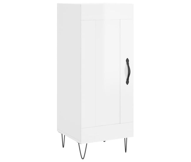 Aparador - mueble de almacenamiento de madera contrachapada blanco brillante 34,5x34x90 cm es2563