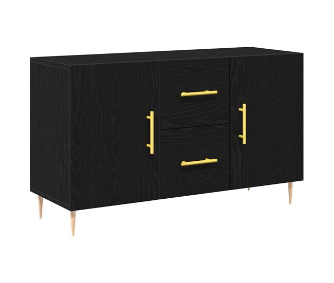 Aparador - mueble de almacenamiento roble negro 100 x 36 x 60 cm madera de ingeniería es4944