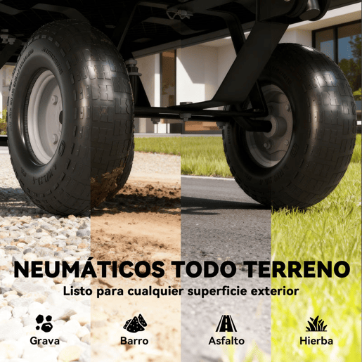 Outsunny Carro de Jardim com Rodas Grandes, Carga 300 kg, Carro de Mão com Alça Ajustável e Bolsa Impermeável Removível, Carrinho de Transporte Todo-Terreno, Compras, Camping, Verde