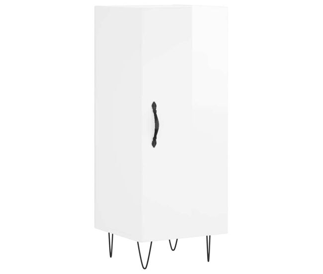 Aparador - mueble de almacenamiento de madera contrachapada blanco brillante 34,5x34x90 cm es2539