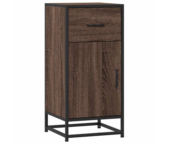Aparador - mueble de almacenamiento madera ingeniería y metal marrón roble 35,5x35x76 cm es4618