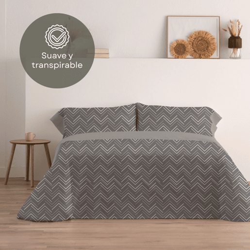 Jogo de Lençóis 144 fios Pic Cinza Cama 160cm (4 peças) Donegal Collections