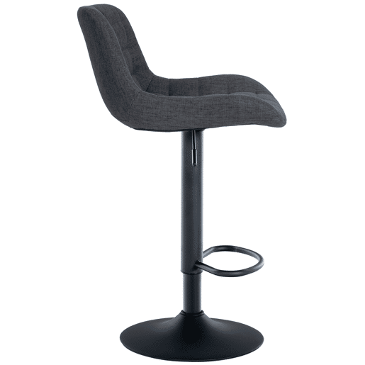Conjunto de 2 banquetas de bar com estrutura de metal preto e assento de tecido preto com costura 10_0004447