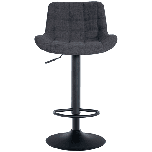 Conjunto de 2 banquetas de bar com estrutura de metal preto e assento de tecido preto com costura 10_0004447