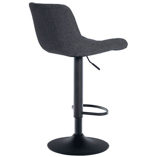 Conjunto de 2 banquetas de bar com estrutura de metal preto e assento de tecido preto com costura 10_0004447