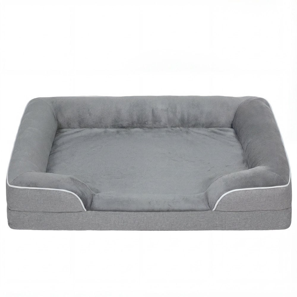 Pawhut cama para perros medianos, cama para gatos, colchón para perros con base antideslizante, funda extraíble y lavable, 91,5x68,5x16,5 cm, gris