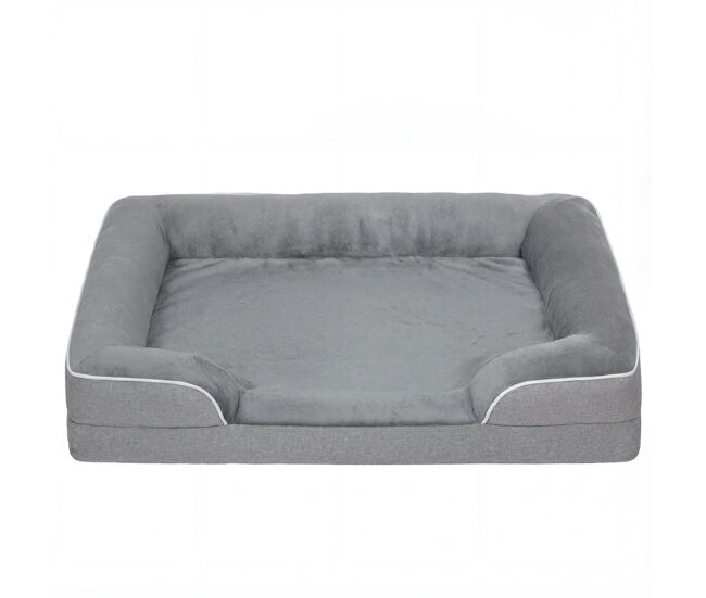 Pawhut cama para perros medianos, cama para gatos, colchón para perros con base antideslizante, funda extraíble y lavable, 91,5x68,5x16,5 cm, gris