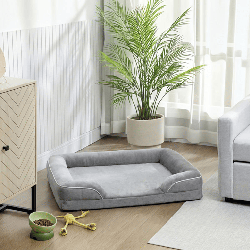 PawHut Cama para Cães com Base Antiderrapante Capa Lavável 91,5x68,5x16,5 cm Cinza