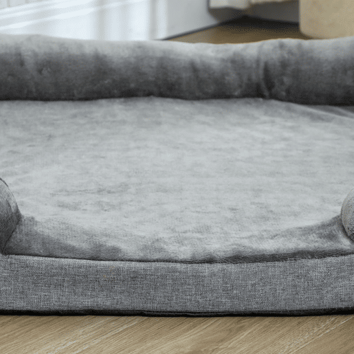 PawHut Cama para Cães com Base Antiderrapante Capa Lavável 91,5x68,5x16,5 cm Cinza