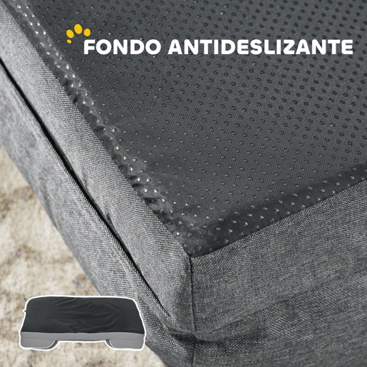 PawHut Cama para Cães com Base Antiderrapante Capa Lavável 91,5x68,5x16,5 cm Cinza