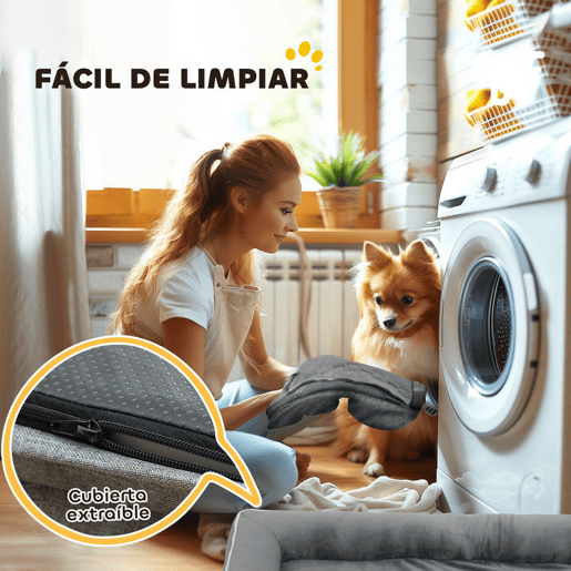 PawHut Cama para Cães com Base Antiderrapante Capa Lavável 91,5x68,5x16,5 cm Cinza