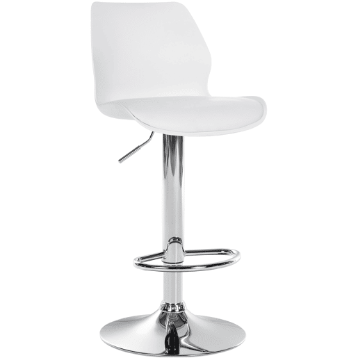 Conjunto de 2 banquetas de bar com apoio para os pés altura ajustável giratórias feitas de PVC branco plástico e metal 10_0004169