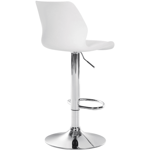 Conjunto de 2 banquetas de bar com apoio para os pés altura ajustável giratórias feitas de PVC branco plástico e metal 10_0004169