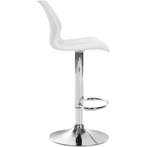 Conjunto de 2 banquetas de bar com apoio para os pés altura ajustável giratórias feitas de PVC branco plástico e metal 10_0004169
