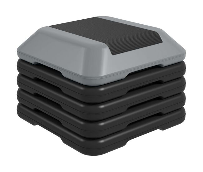 Sportnow step de aeróbic step para fitness stepper antideslizante con altura ajustable de 10/15/20/25/30 cm carga 150 kg para entrenamiento en casa gimnasio gris