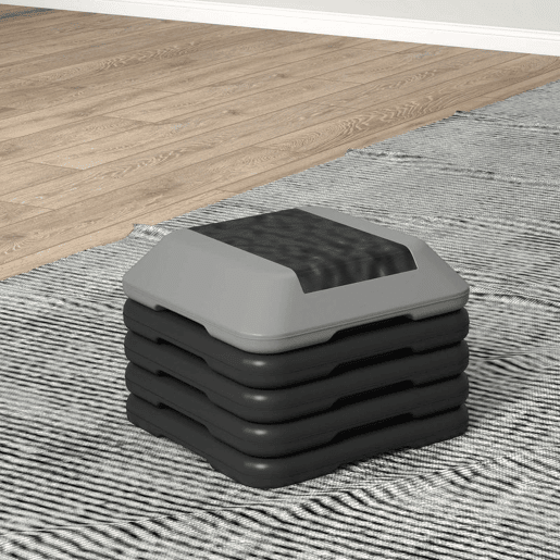 SPORTNOW Step de Aeróbica Step para Fitness Antiderrapante com Altura Ajustável de 1015202530 cm Suporta até 150 kg Cinzento