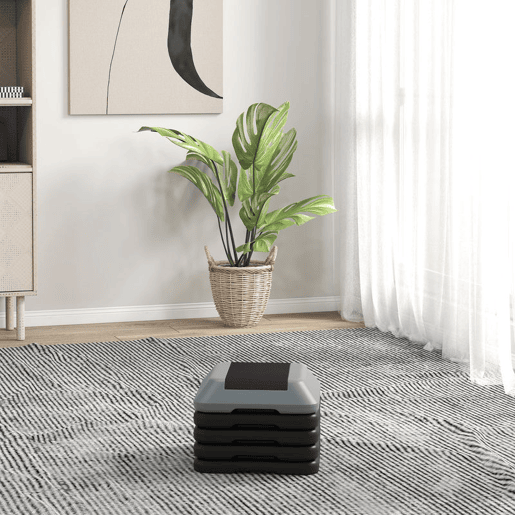SPORTNOW Step de Aeróbica Step para Fitness Antiderrapante com Altura Ajustável de 1015202530 cm Suporta até 150 kg Cinzento