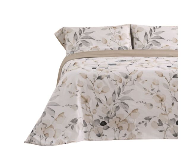 Juego de sábanas 144 hilos ahoa beige cama 150cm (3 piezas) donegal collections