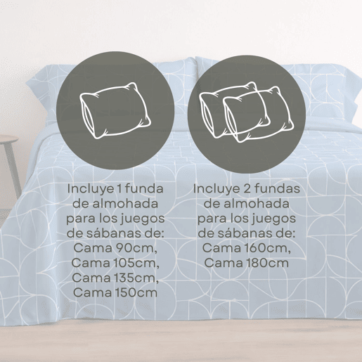 Jogo de Lençóis 144 fios Form Azul Cama 105cm (3 peças) Donegal Collections