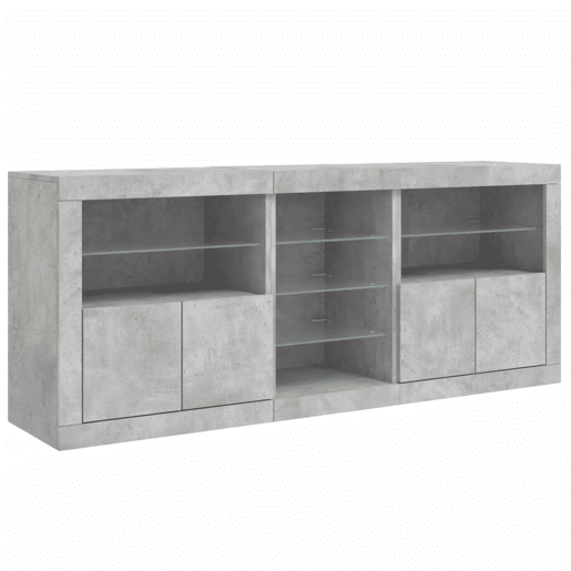 Aparador - Bufete - Móvei de apoio com luzes LED 181,5x37x67 cm cinzento cimento pt1953