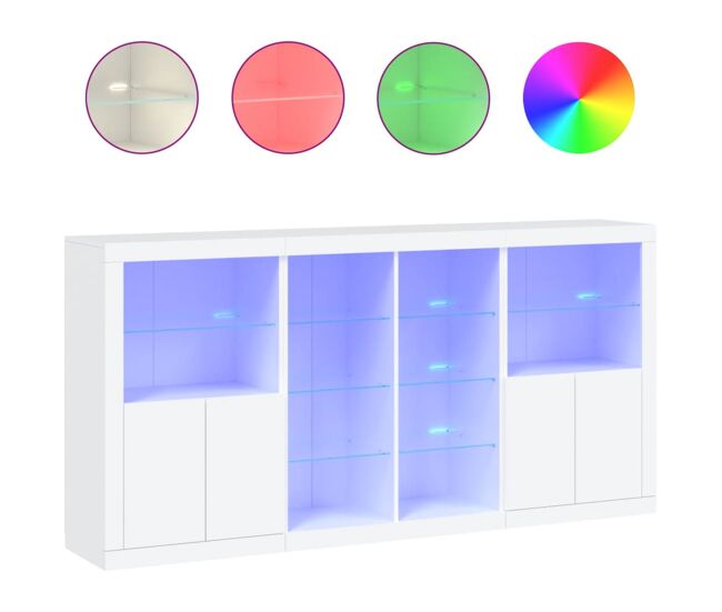 Aparador - mueble de almacenamiento con luces led blanco 202x37x100 cm es1924