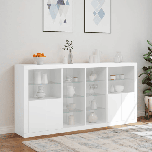 Aparador - Bufete - Móvei de apoio com luzes LED 202x37x100 cm branco pt1924