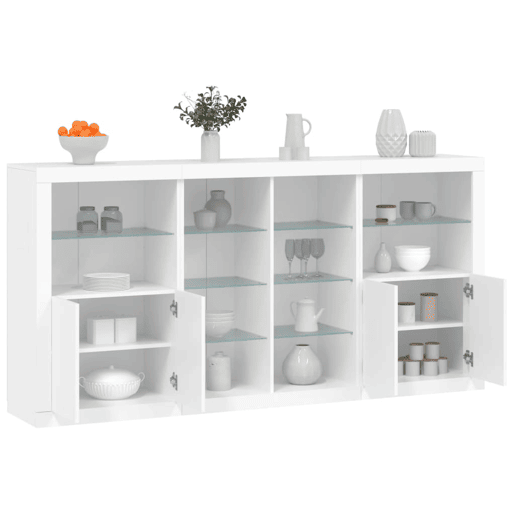 Aparador - Bufete - Móvei de apoio com luzes LED 202x37x100 cm branco pt1924