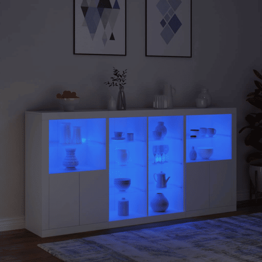 Aparador - Bufete - Móvei de apoio com luzes LED 202x37x100 cm branco pt1924