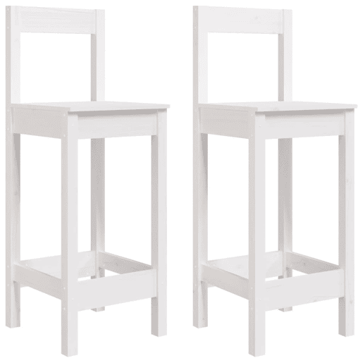Conjunto de dois bancos de bar com design rústico 40 x 41,5 x 112 cm em madeira de pinho branco DEC025183