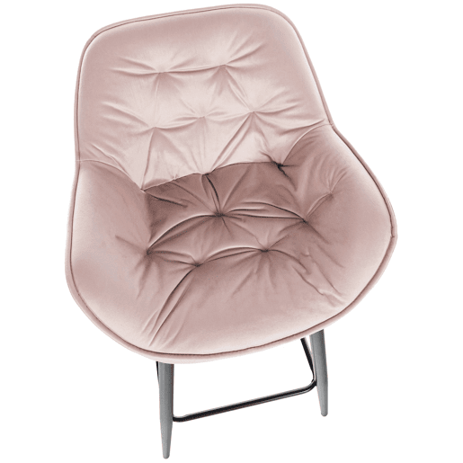 Banqueta altacadeira alta x1 com assento acolchoado em veludo rosa e metal preto 10_0004889