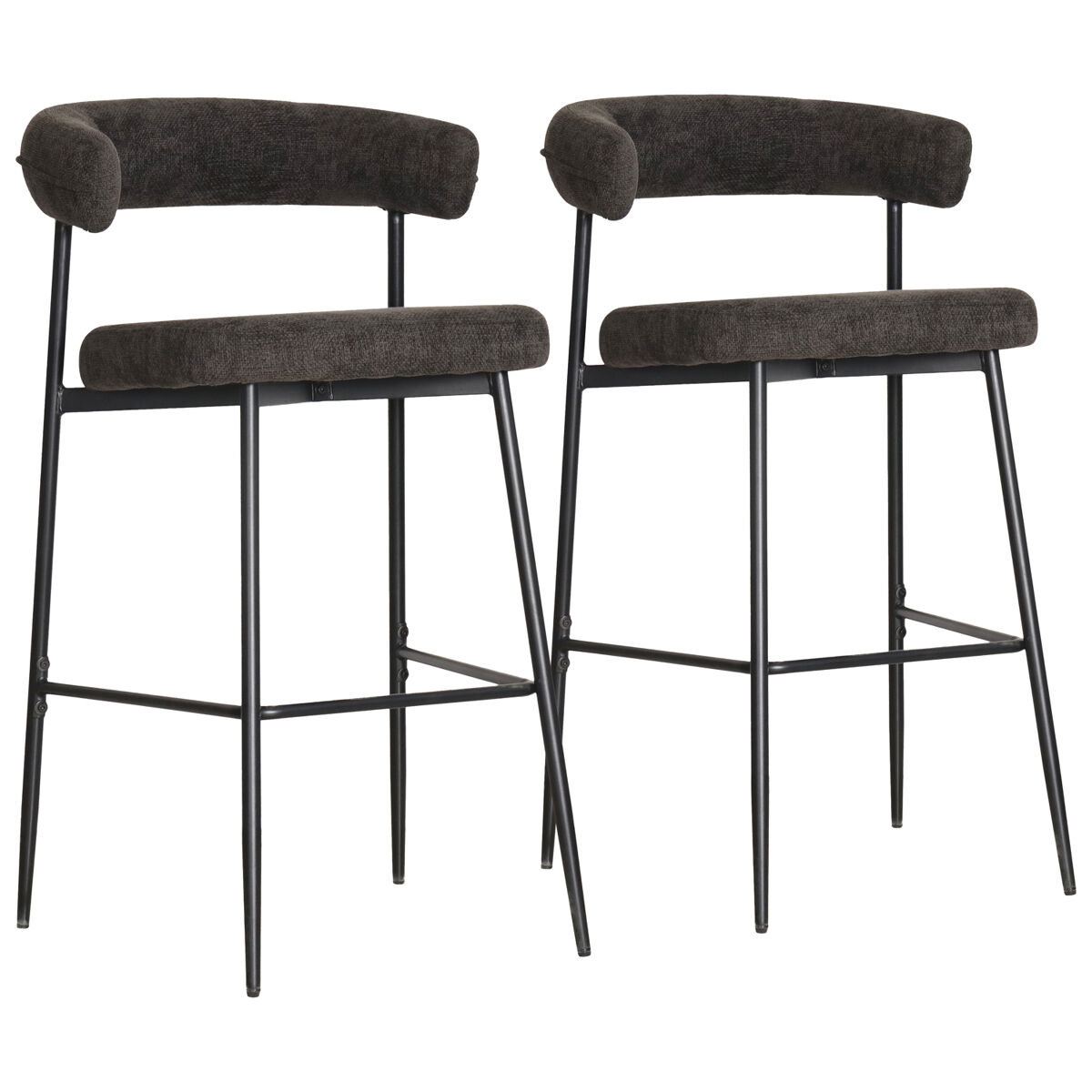 Pack de 2 taburetes de bar de tela gris thea