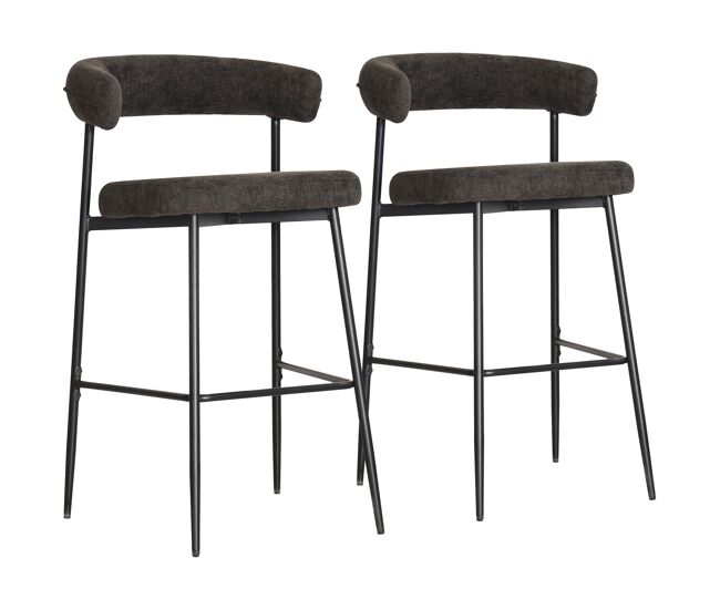 Pack de 2 taburetes de bar de tela gris thea
