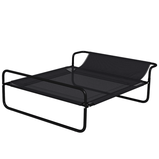 PawHut Cama Elevada para Cães Respirável para Cães Pequenos 106x81x33 cm Tecido de Textilene Encosto Inclinável Estrutura Metálica InteriorExterior Preto