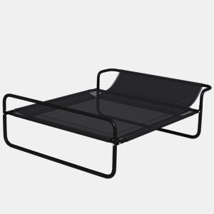 PawHut Cama Elevada para Cães Respirável para Cães Pequenos 106x81x33 cm Tecido de Textilene Encosto Inclinável Estrutura Metálica InteriorExterior Preto