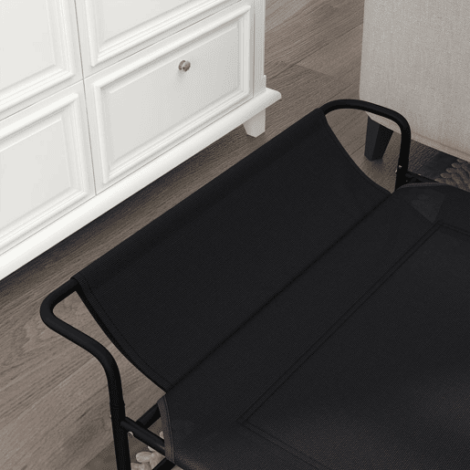 PawHut Cama Elevada para Cães Respirável para Cães Pequenos 106x81x33 cm Tecido de Textilene Encosto Inclinável Estrutura Metálica InteriorExterior Preto