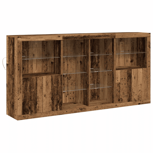 Aparador - Bufete - Móvei de apoio LED 3 pcs Madeira antiga 202 x 37 x 100 cm pt4128