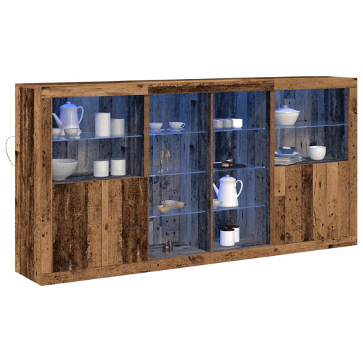 Aparador - Bufete - Móvei de apoio LED 3 pcs Madeira antiga 202 x 37 x 100 cm pt4128