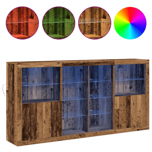 Aparador - Bufete - Móvei de apoio LED 3 pcs Madeira antiga 202 x 37 x 100 cm pt4128