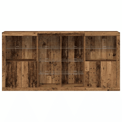 Aparador - Bufete - Móvei de apoio LED 3 pcs Madeira antiga 202 x 37 x 100 cm pt4128