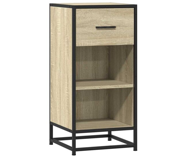 Aparador - mueble de almacenamiento madera ingeniería y metal roble sonoma 35,5x35x76 cm es4631