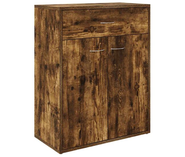 Aparador - mueble de almacenamiento madera contrachapada color roble ahumado 60x30x75 cm es4236