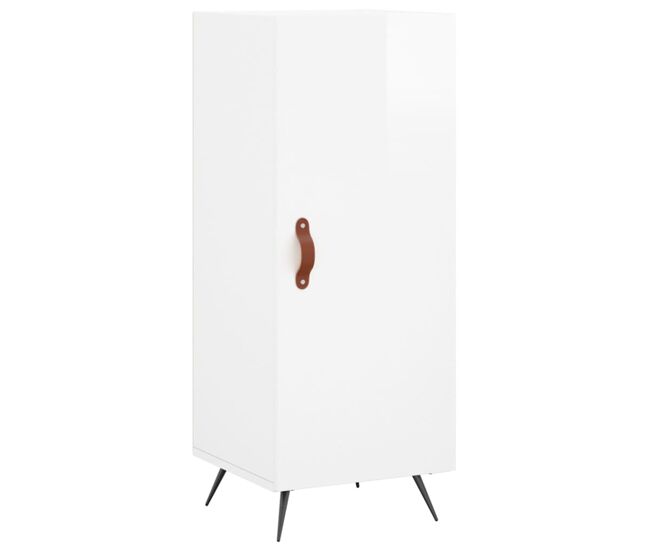 Aparador - mueble de almacenamiento de madera contrachapada blanco brillante 34,5x34x90 cm es2537