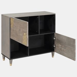 Bufete - Móvei de apoio Cinza e Ouro 80 x 33 x 75 cm Madeira de manga maciça pt4091