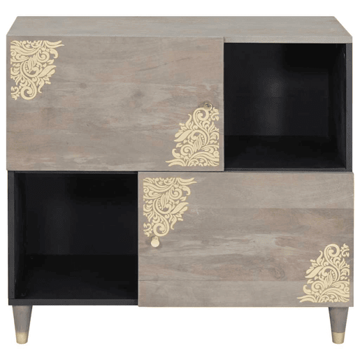 Bufete - Móvei de apoio Cinza e Ouro 80 x 33 x 75 cm Madeira de manga maciça pt4091