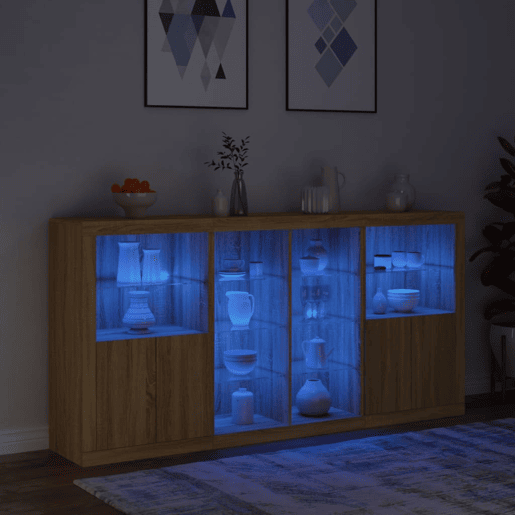 Aparador - Bufete - Móvei de apoio com luzes LED 202x37x100 cm carvalho sonoma pt2073