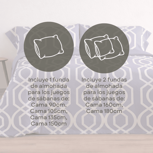 Jogo de Lençóis 144 fios Lian Malva Cama 150cm (3 peças) Donegal Collections